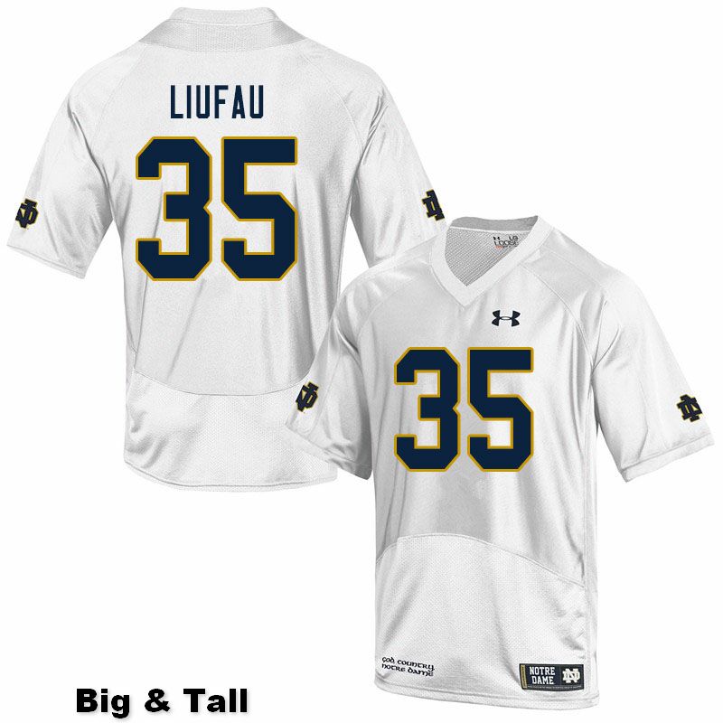 Men's NCAA Notre Dame Fighting Irish #35 Marist Liufau Stitched College Under Armour Authentic White Big & Tall Football Jersey BG10M37XU